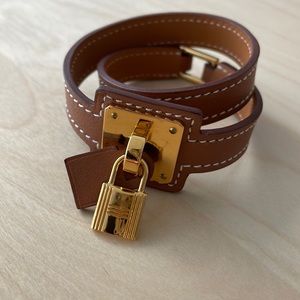 Hermés O’Kelly Double Tour Bracelet Calfskin / Gold